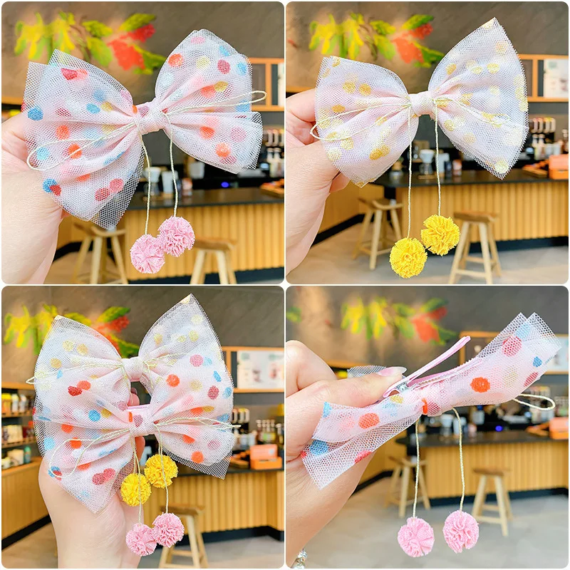 

Korean Children Bow Hairpin Cute Hair Accessories Girls New Princess Jewelry Hairclips Net Yarn Simple Headband Card Issuance