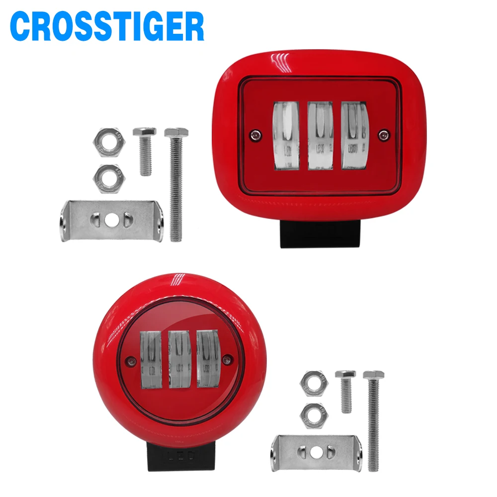 Круглый квадратный красный светодиодный светильник 12 В для автомобиля 4WD ATV SUV UTV