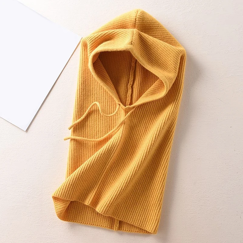 Вязаные шапки Женские повседневные однотонные теплые зимние шерстяные с