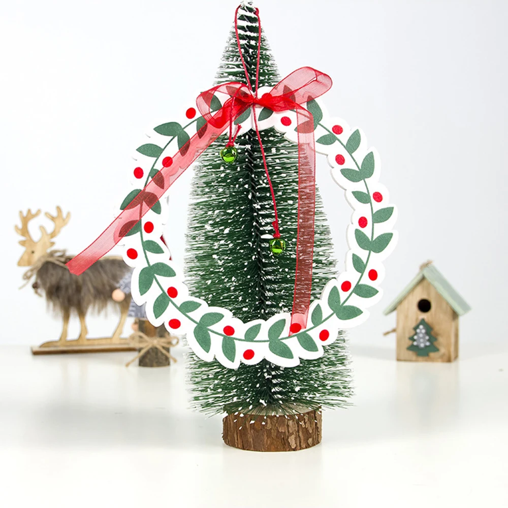 Деревянный Рождественский венок с бантом рождественская подвеска колокольчик