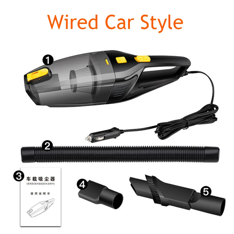 Wired Style EAFC, автомобильный пылесос, DC 12 В 120 Вт, 5000 па, всасывающий, для сухой и влажной уборки, с 14,8 футов, шнур питания, портативный пылесос - Цвет: Wired Style