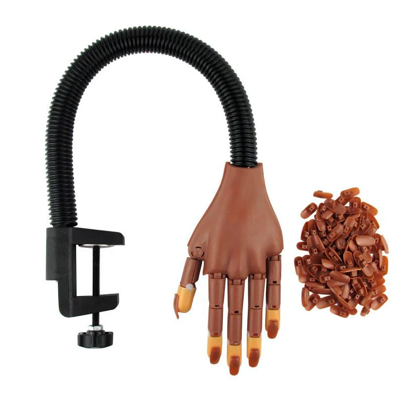 Prática de Manicure Modelo de Mão Dedo com Dicas de Unhas Arte do Prego Flexível Reutilizável Dobrável Formação Ajustável Modelo Mãos Mão