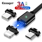 Магнитный кабель Essager, кабель для быстрой зарядки и передачи данных, магнитное зарядное устройство USB Type-C 3 м, телефонный кабель Micro USB для iPhone 12, Xiaomi mi