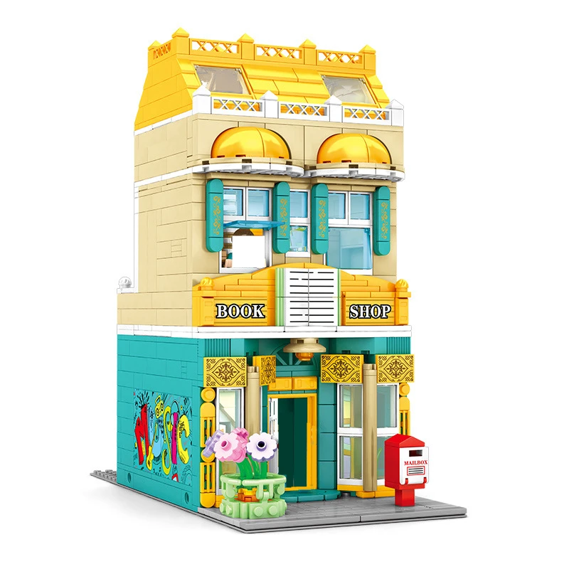 

SEMBO European Bookstore City Street Building Blocks Modular House Apartment Architecture Model Bricks Toys For Children Gifts