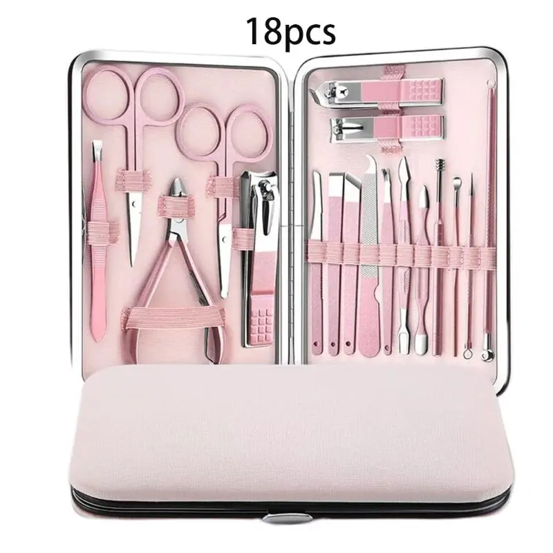

18 Pcs/set Practical Portable Rose Gold Nail Clipper Set Nails Beauty Scissors Manicure Tools G6KE