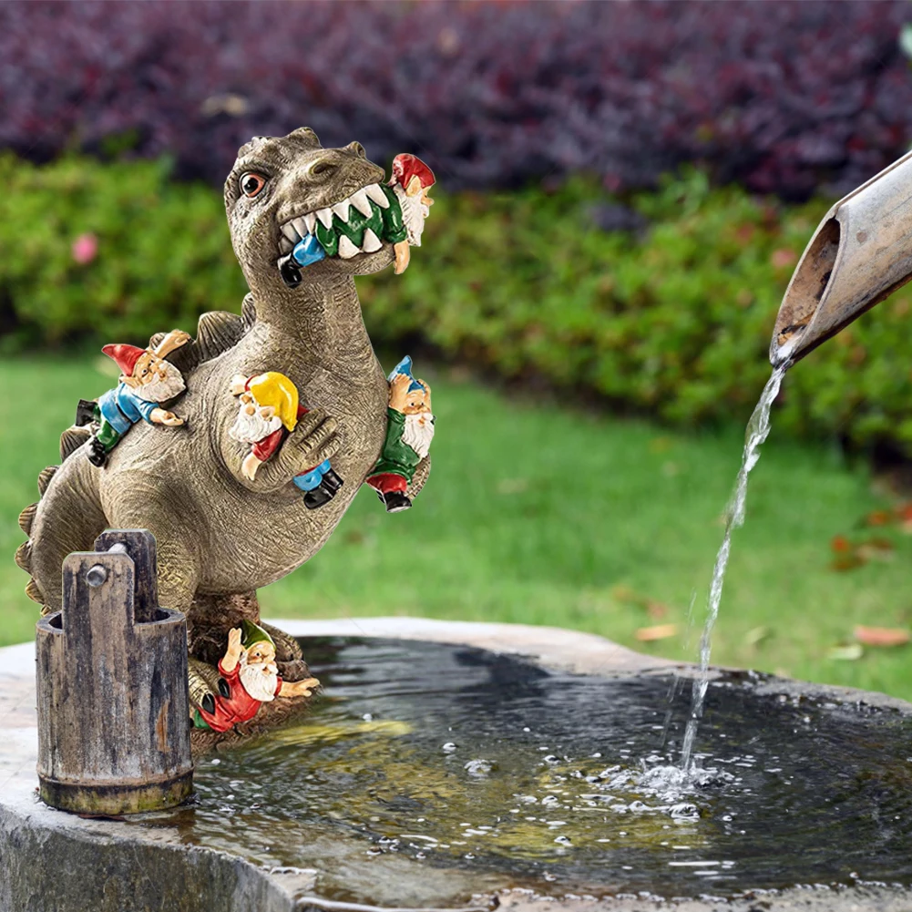 

Dinosaur Eating Gnomes Garden Statue Outdoor Funny Figurine Art Sculpture for Patio Lawn Yard Decoration Gift