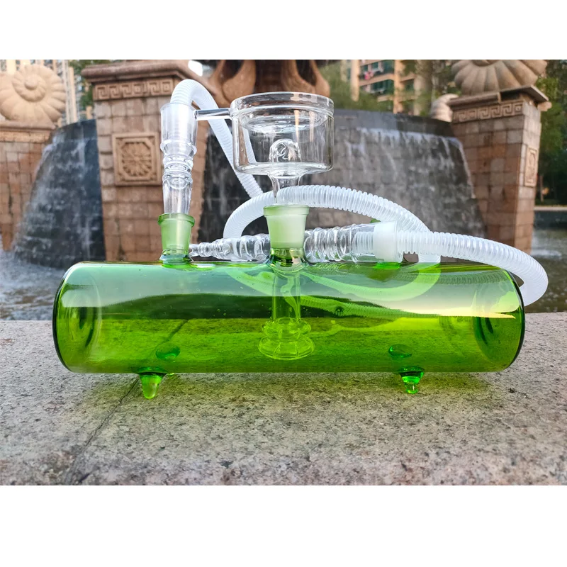 Desk Design Green Tank Glass Hookah Shisha Narguile Nargile Smoking Water Pipe Factory Wholesale Drop Shipping India |