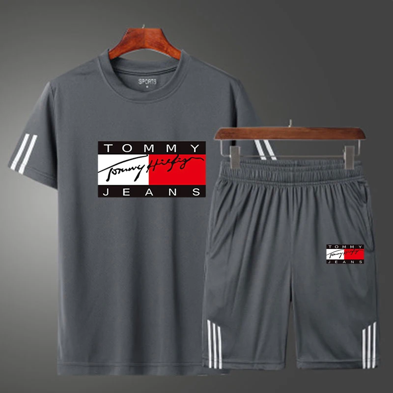 

Men's sportswear men's Harajuku quick-drying fitness exercise oversized T-shirt and pants two-piece high-end brand