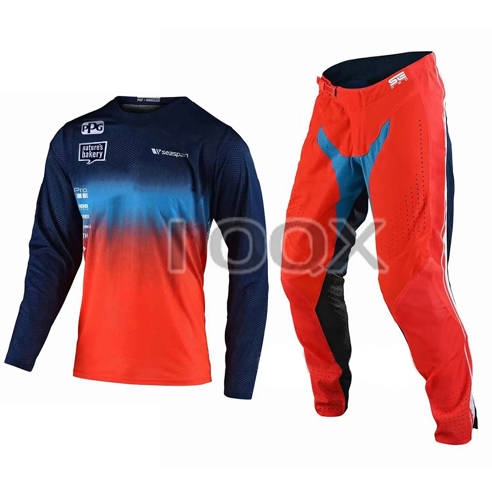 

2020 GP AIR TEAM Motocross Jersey Pants Combo Orange Navy Gear Set Motorbike Downhill Bike Offroad Suit
