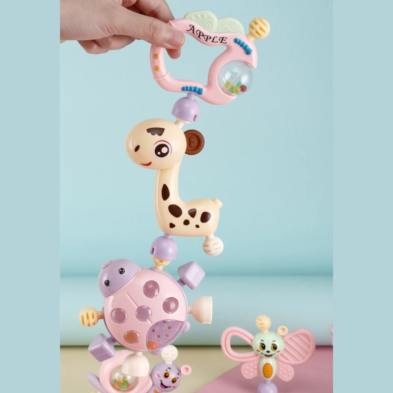 

6-10pcs Baby Toys Hand Hold Jingle Shaking Bell Teether Ring Baby Rattles Toys Newborn Baby 0- 12 Months Teether Toys