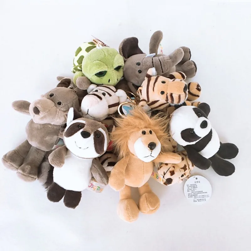 

cute 15cm plush Forest animals Car keychain Bag pendant good quality dollpanda lion tiger elephone kids birthday christmas gift