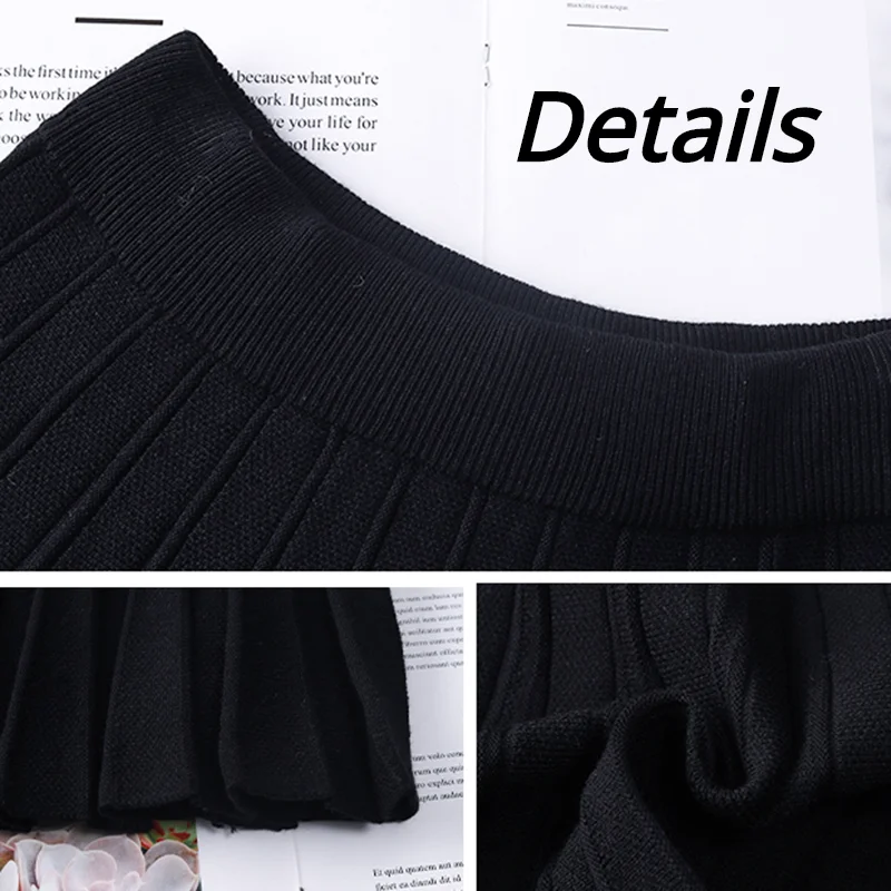 

Women Skirts Spring New High Waist Sweet Solid Knitted Skirt Student Fit Slim Ulzzang Girls Ladies Elegant A-line Mini-skirt Ins