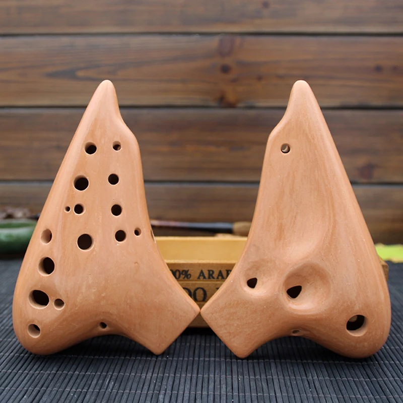 Wide Rang Smoked Soldering Grain Ocarina Alto C Tone Ocarina Teaching Double-tube Ocarina 12-Hole Sound Quality Ocarina with Bag
