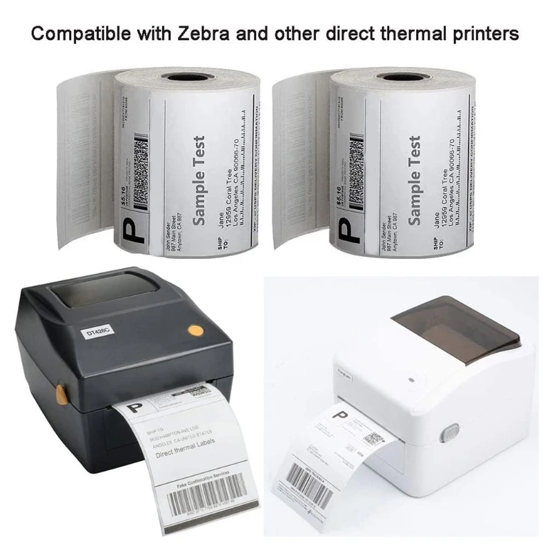 

350/500 Sheets Thermal Paper Roll/ Fan-Fold Printing Label fits Market Bar Labels Station Pos System (3.9x5.9'') White