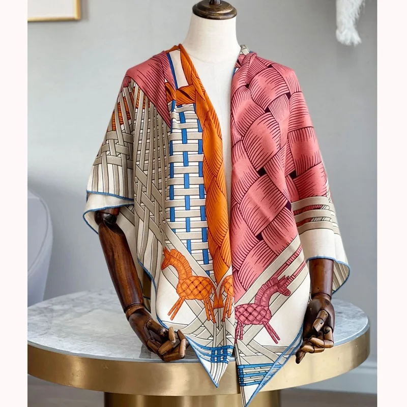 

Horse Print Cashmere Blanket Scarf Shawl Cape for Women Winter Warm Pashmina Scarves Wraps Foulard 132*132cm