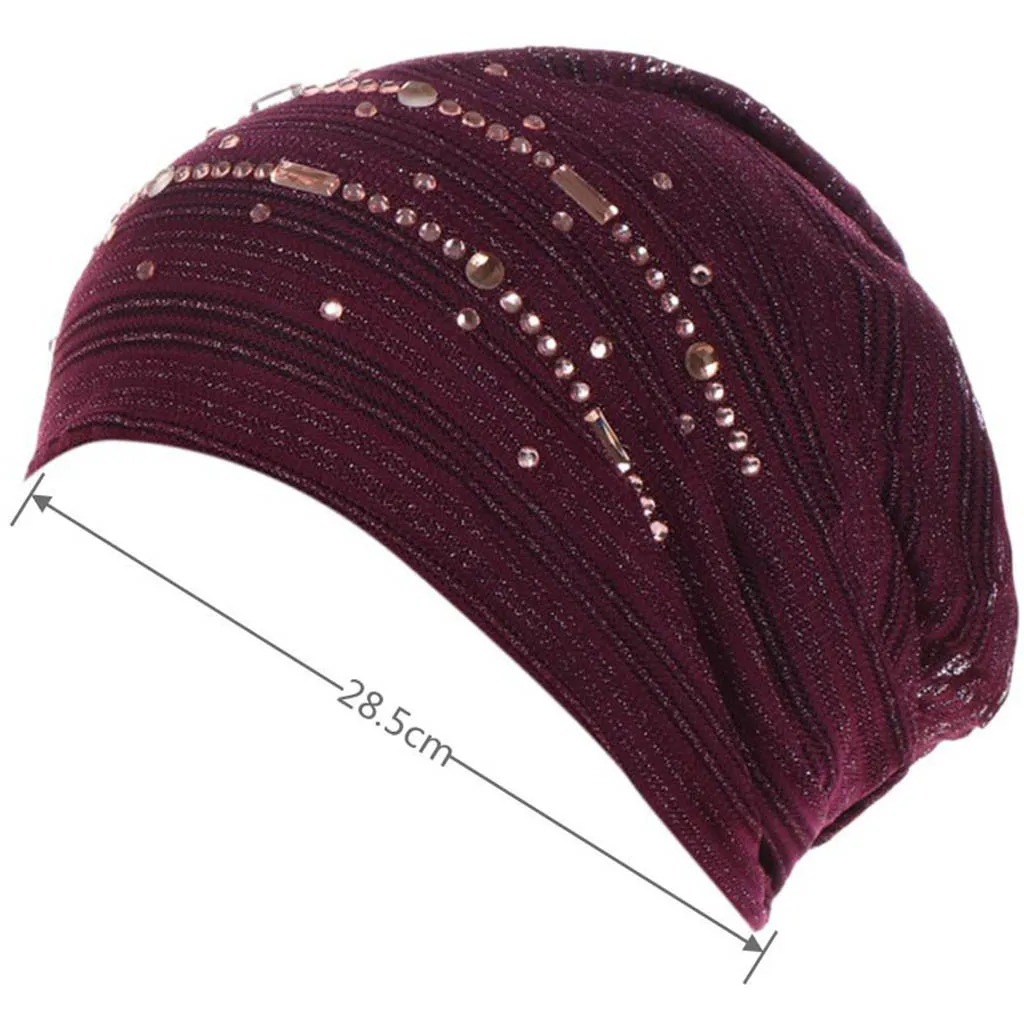 

Women soft Mesh Long Tube Turban Caps Muslim Indian Wrap Head Winter Hats for Women Knitted Hat With Warm head cap