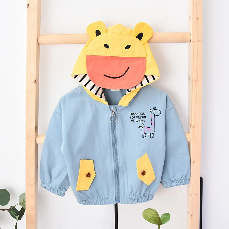 

Boys girls Spring Autumn Coats Kids Jackets Toddler Hooded Windbreaker With Pocket Children cotton Zipper Outerwear Baby Clothes