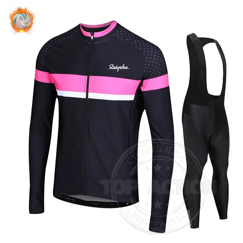 

Ralvpha 2022 Mens Pro Team Warm Jacket Set Winter Cycling Clothing Long Sleeve Jersey MTB Clothes Thermal Fleece Ropa Ciclismo
