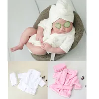 Newborn Photography Props Baby Bathrobes Bath Towel Set Warm Bebe Hooded Robe Baby Photo Shoot Studio Posing Accessories