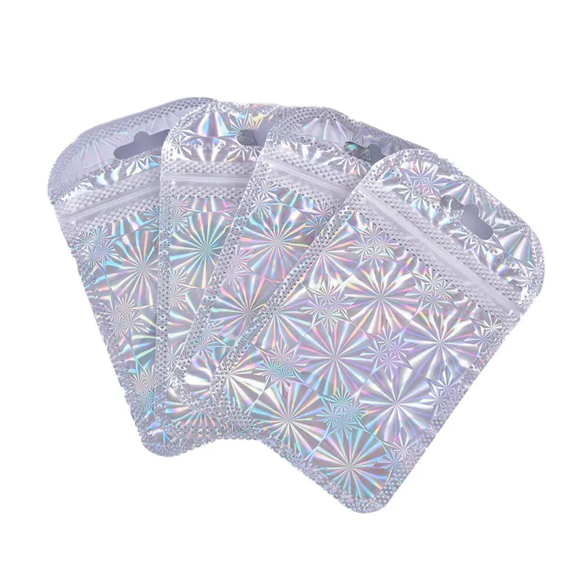50 шт Радуга прозрачные симфония Ziplock мешок переливающийся мешки замка