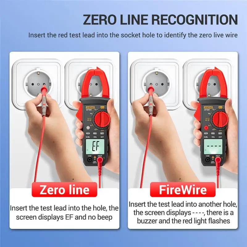 

ST181 Smart Digital Clamp Meter High-precision Multimeter 400A AC/DC Clamp Meter Digital Display Backlight Clamp Meter