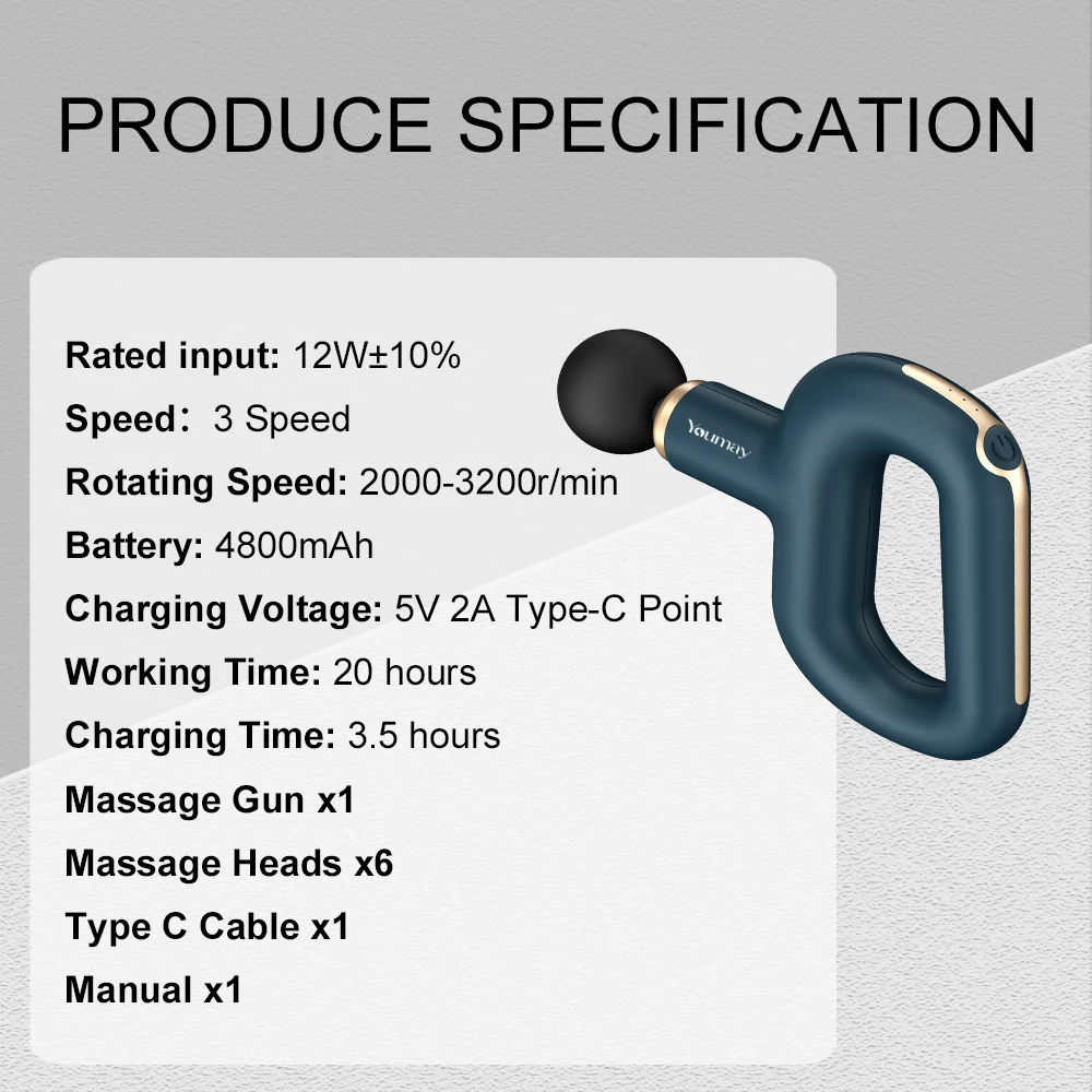 Массажный мини-пистолет Youmay массажер для мышц пистолет расслабления тела снятия