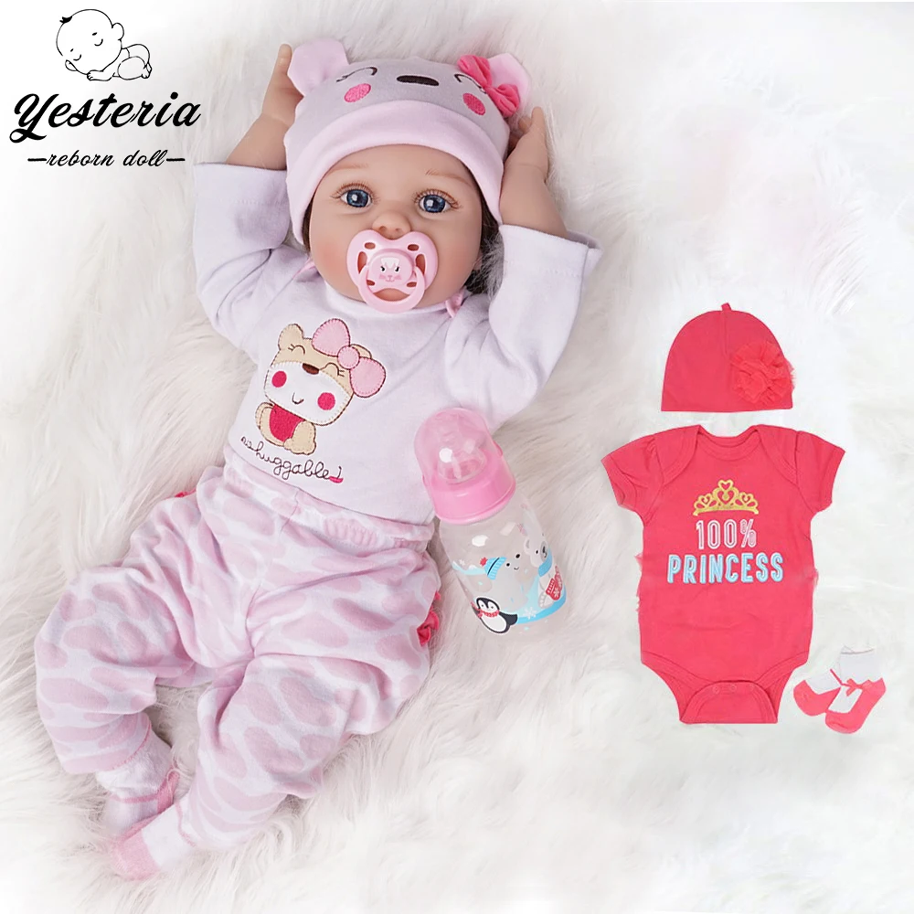 55 см Bebe Reborn Baby Doll для девочек со штанами 2 шт. силиконовые виниловые куклы