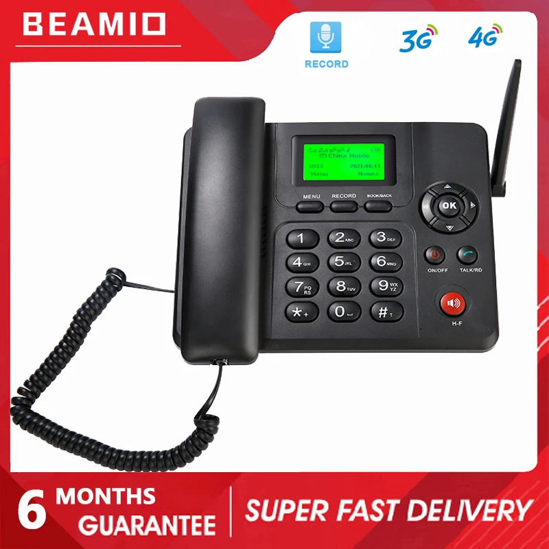 Beamio 3G 4G Wireless Telephone With Multi Language Call Record Dual SIM Card Phone For Home Office Desktop Black