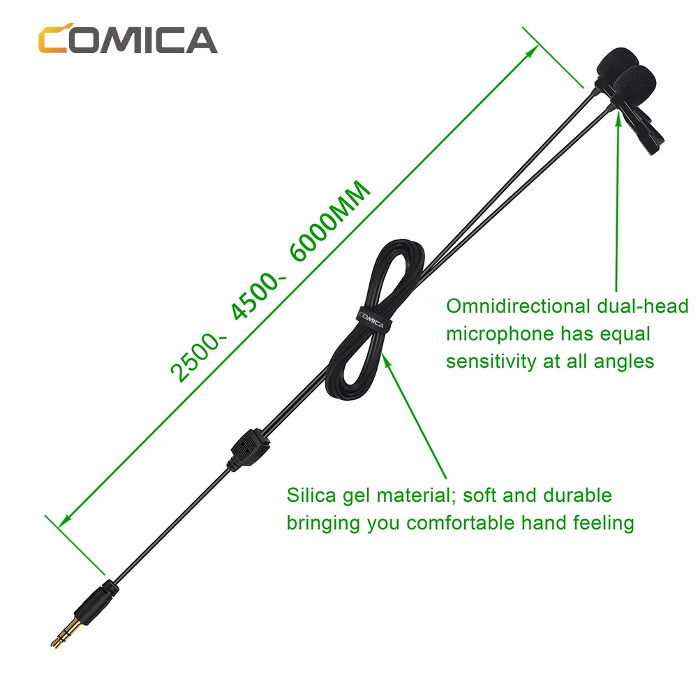Петличный конденсаторный микрофон CoMica CVM-D02 2 5/4 5/6 0 м для Sony Canon Nikon DSLR камеры