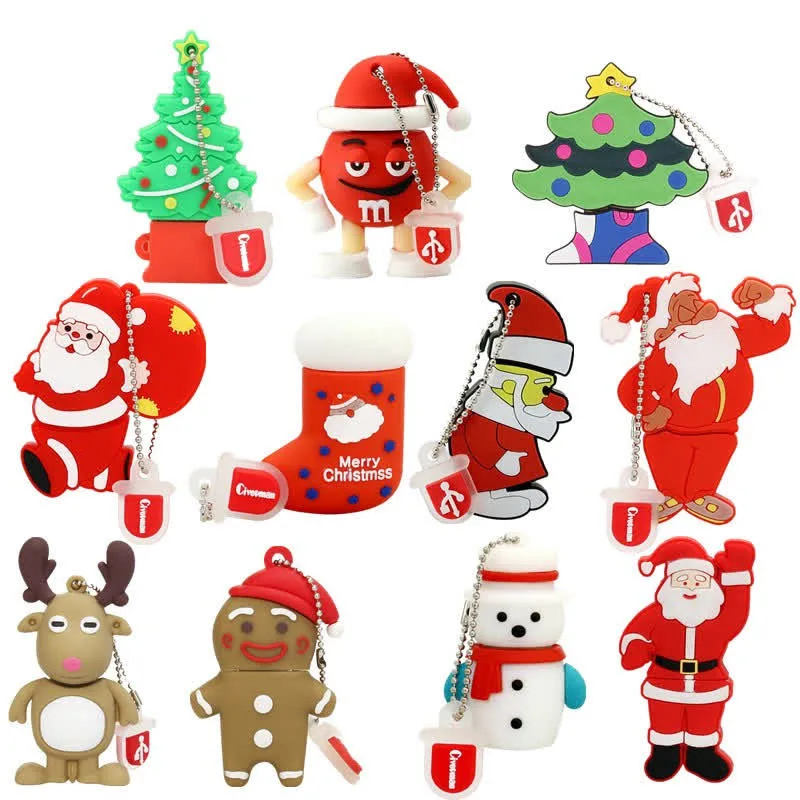 

NEW USB Flash Drive 128GB Pendrive cartoon snowman Christmas tree gifts 64GB 32GB 16GB 8GB 4GB Elk Deer Santa Claus Pen drive