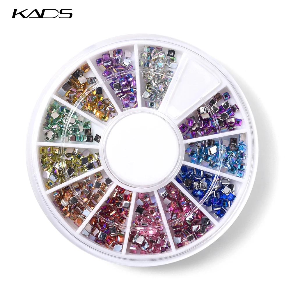 НОВЫЙ AB 2X2 мм Площадь Искусство Ногтей Декорация Горный Хрусталь 600 ШТ. в 12 Цвет