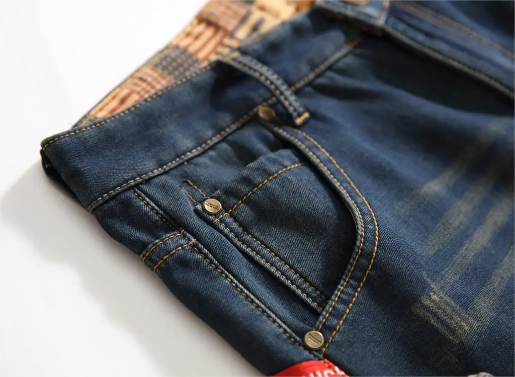 Новая Осенняя мужская обувь из джинсовой ткани джинсовые штаны с дырками в стиле