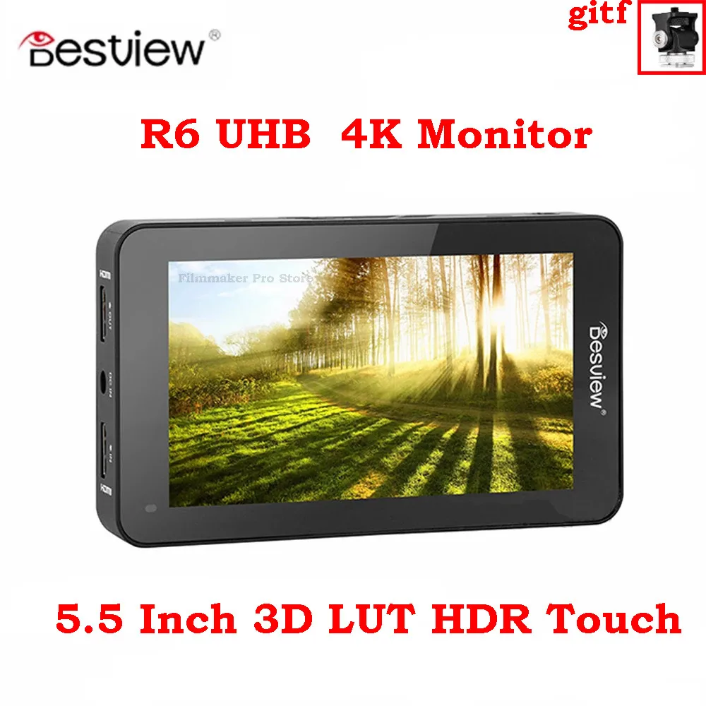 

Besview R6 Monitor 5.5 Inch UHB 4K HDMI FHD 1920x1080 3D LUT HDR Touch Screen on Camera Field Monitor For DSLR Camera Bestview