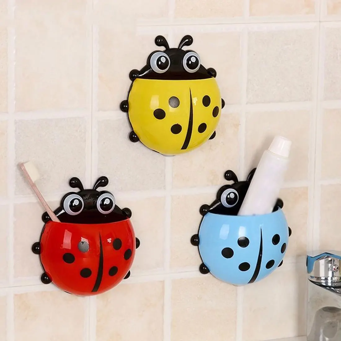 Детский настенный держатель для зубной щетки божья коровка | Дом и сад