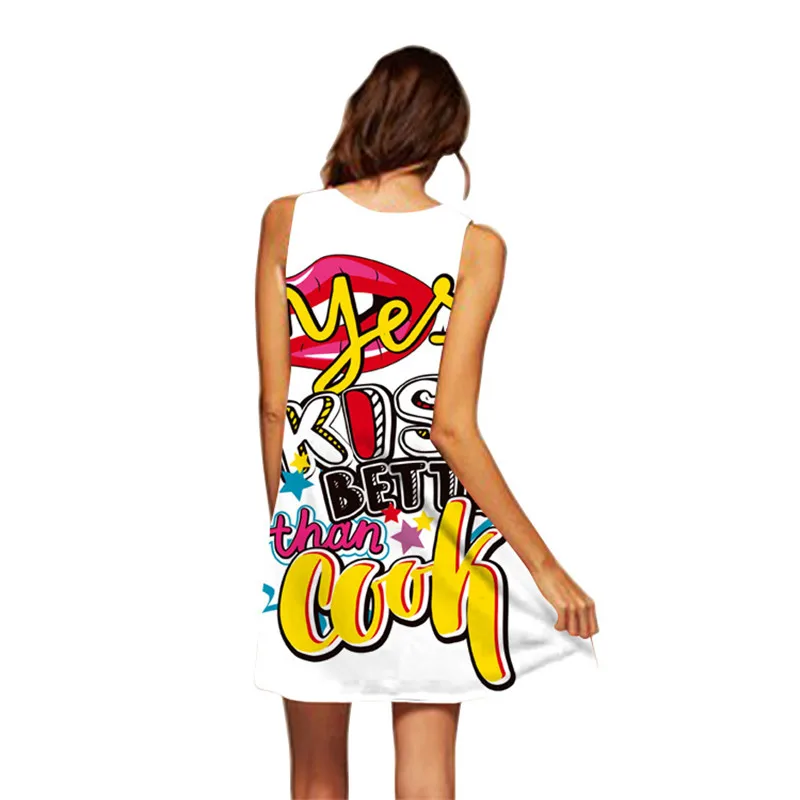 Женское летнее платье 2020 Туника без рукавов сексуальное короткое мини с 3D