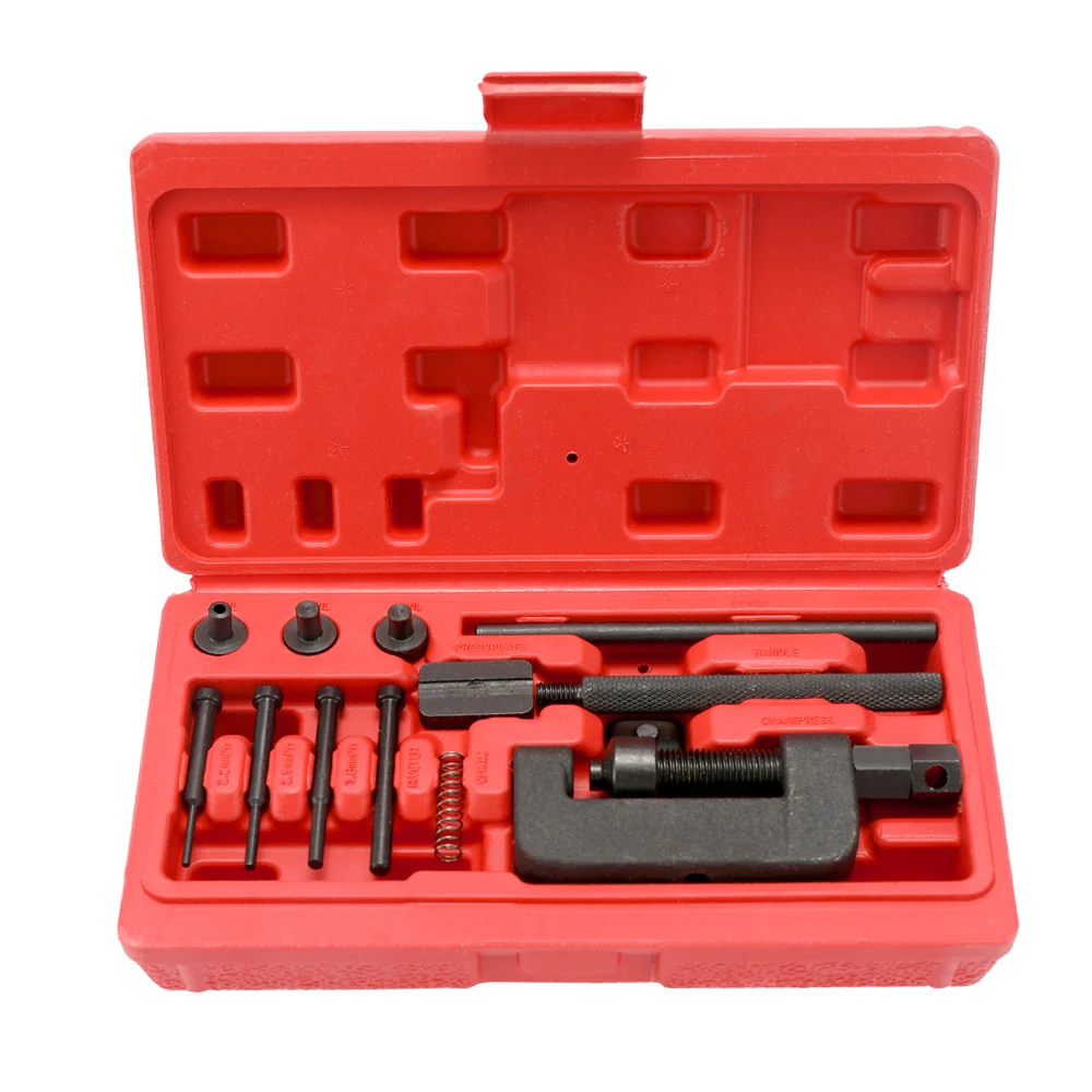 

Motorcycle Bike Chain Breaker Splitter Link Riveter Universal Bikes Riveting Tool Set Cycling Accessories with Carry Box
