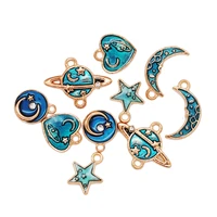 30pcslot enamel charms zinc alloy metal blue color starry sky stars moon dripping oil earring bracelet pendants