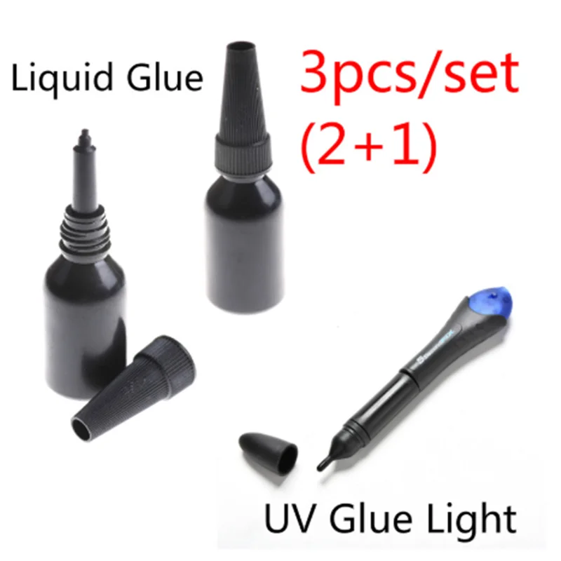 

3Pcs/set Industrial 5 Second Fix Liquid Glue With 1Pcs UV Light Refill Bottle Glass Metal Plastic LED Adhesive Touch Screen Wood