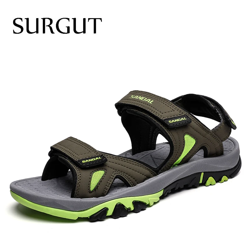 

SURGUT New Classics Style Men Sandals Summer Quality Casual Shoes Anti-Slippery Beach Shoes Men Comfortable Soft Roman Sandals