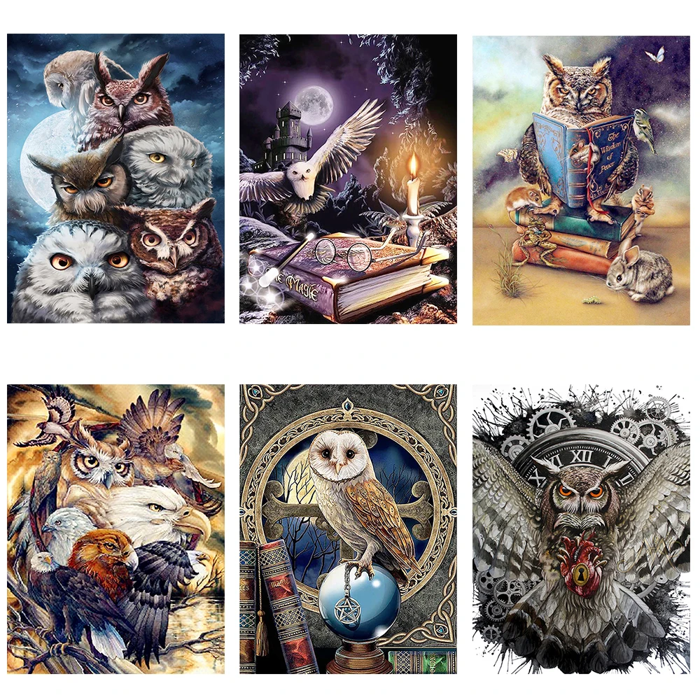 

Diy 5d Full Painting Diamond Painting Embroidery Animal Owl Eagle Cross Stitch Diamond Art Mosaic Furniture Decoration Hobby