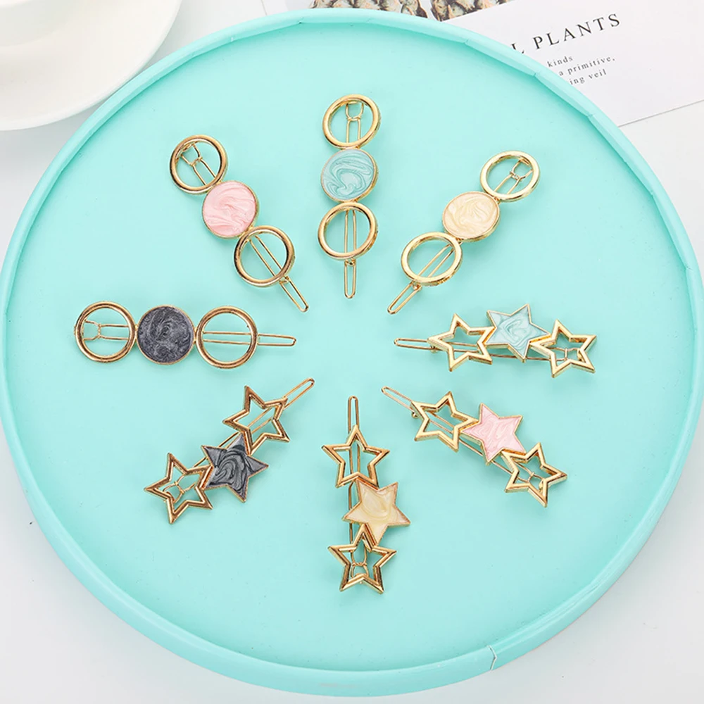 1 шт. новинка модная женская заколка в виде звезды с круглым боковым зажимом милая