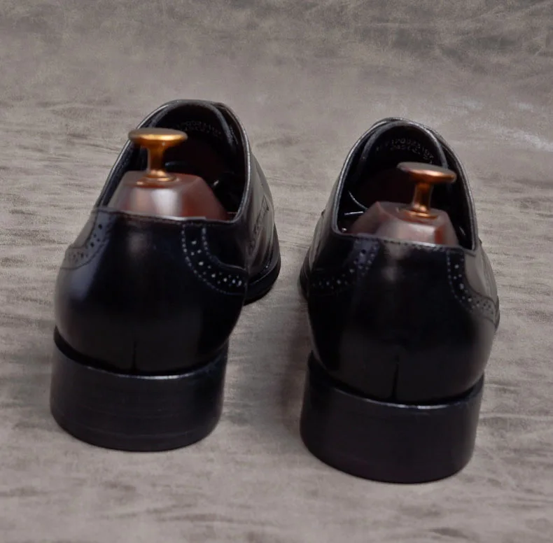 

QYFCIOUFU Black Wine Red Oxford Wedding Office Dress Shoes For Men Genuine Cow Leather Mens Shoes Formal Luxury Designer Shoes