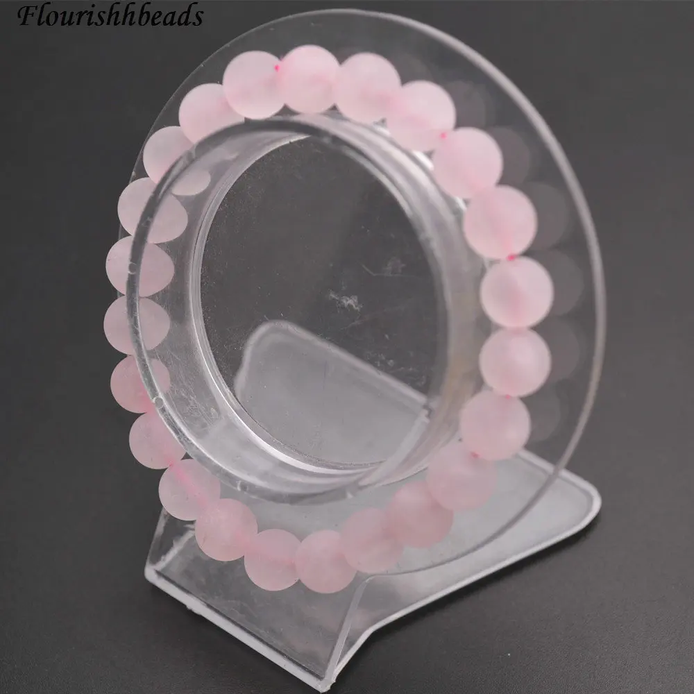 8 мм матовые розовые кварцевые круглые бусины эластичные браслеты|bracelet wholesale|bracelet