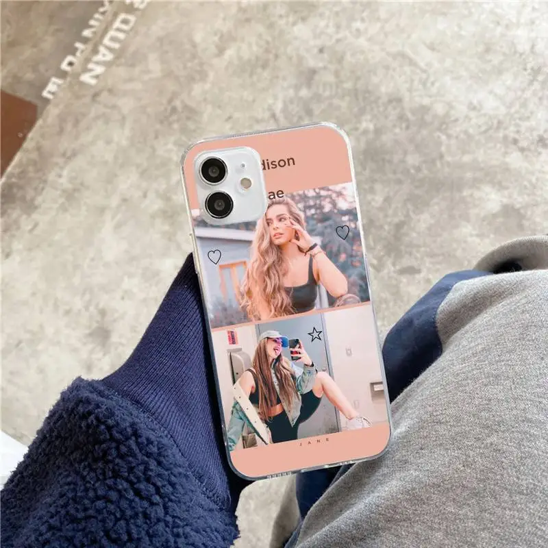 

Addison Rae wallpaper Phone Case For iphone 5s 6 7 8 11 12 plus xsmax xr pro mini se Transparent Cover Fundas Coque