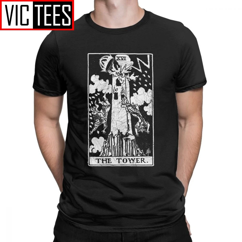 Мужская футболка с изображением башни Таро карточки главного Аркана линзы удачи