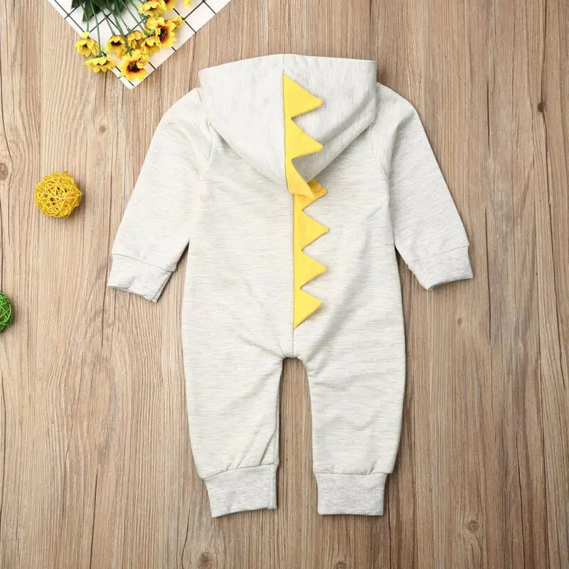 2019 детская одежда для весны и осени комбинезон с капюшоном объемным динозавром