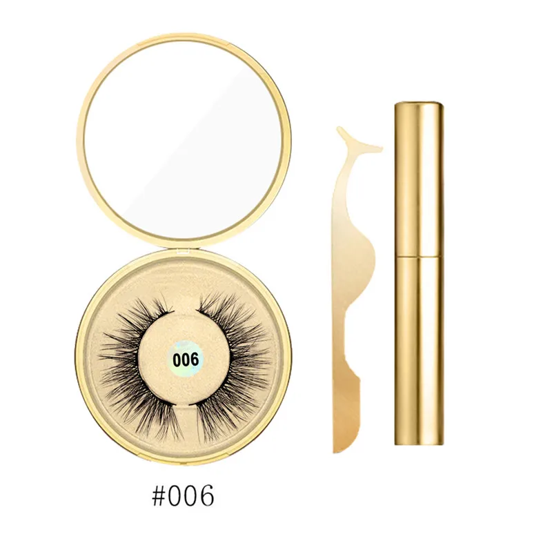 Natural Thick Magnetic Eyeliner Eyelashes Set No Glue Prevent Allergy Handmade Magnetic Fake Eyelashes With Eyelashes Applicator