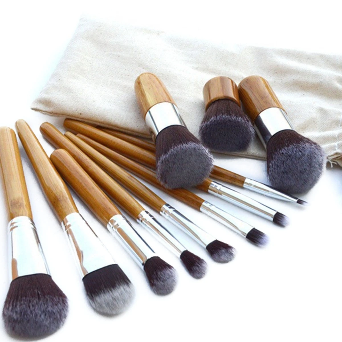 

Christmas gift 11 PCS Cosmetic Brush set Bamboo Handle Synthetic Makeup Brushes Kit wood tools
