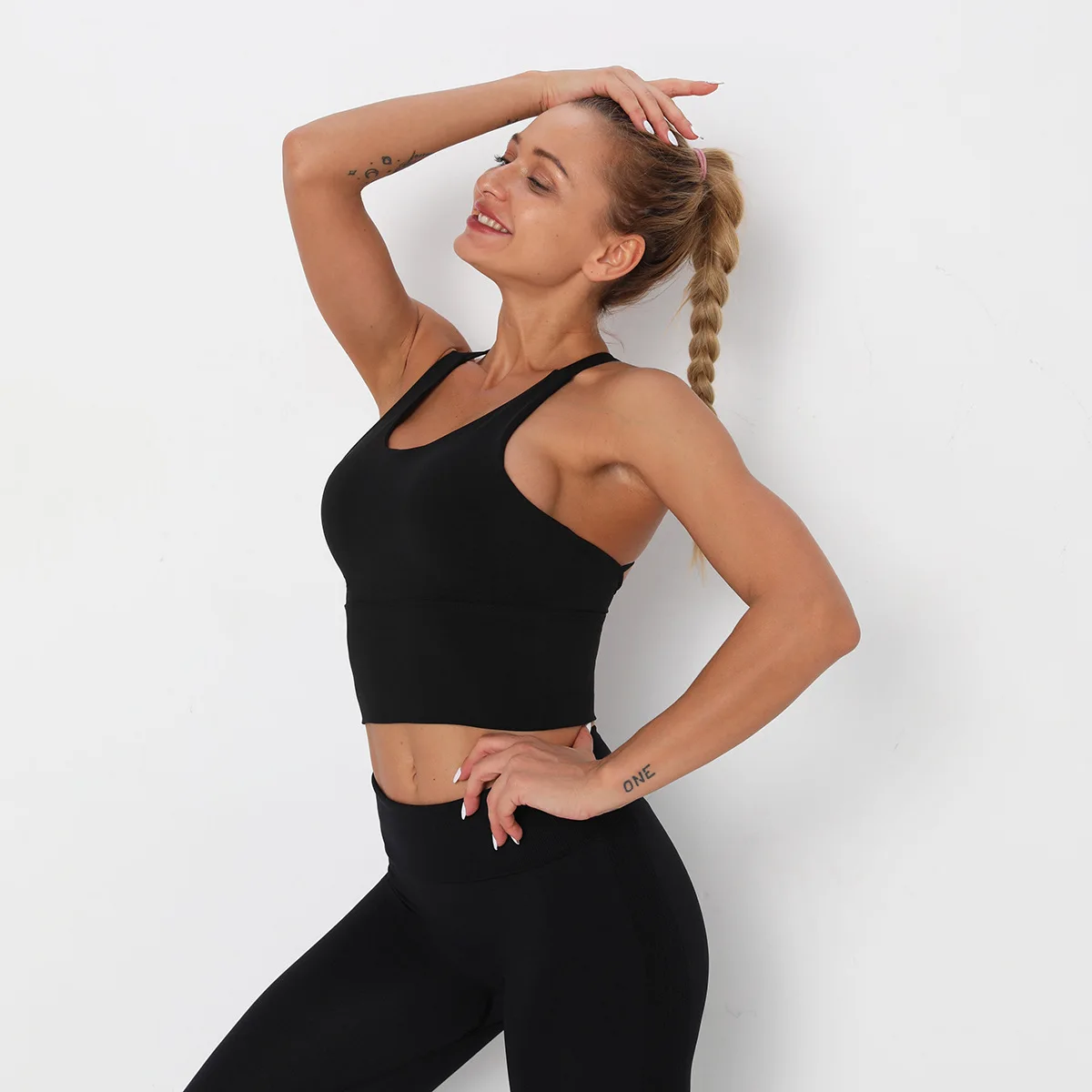 

Black Top Comfy Backless Bra Criss Cross Top With Push Up Running Padded Bra Sport Seamless Top Plus Size Tops Straps For Bra