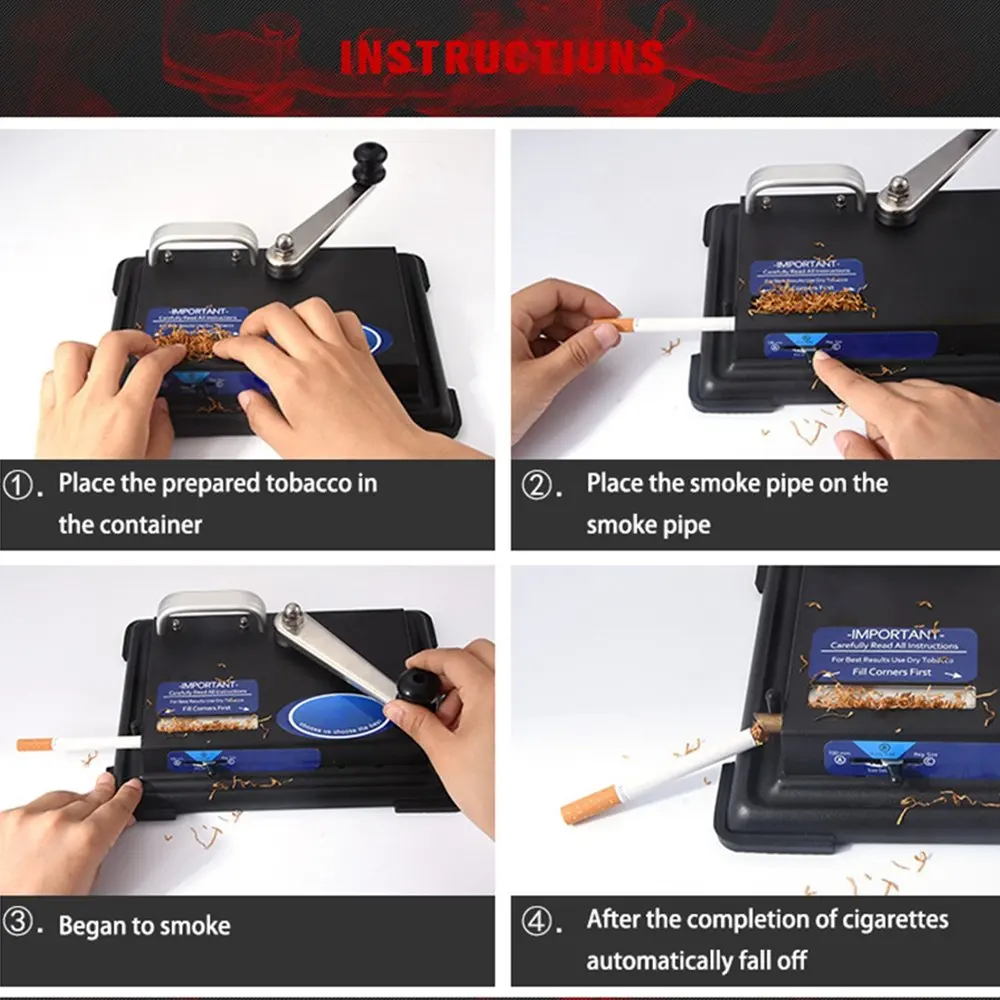 

8mm Tube Black Cigarettes Rolling Machine Hand-crank Tobacco Maker Roller Diy Smoking Tool Accessories Manual Injector Men Gift